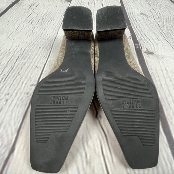 STUART WEITZMAN vintage square toe block heel shimmer snake skin leather shoes 7 - Picture 9 of 11